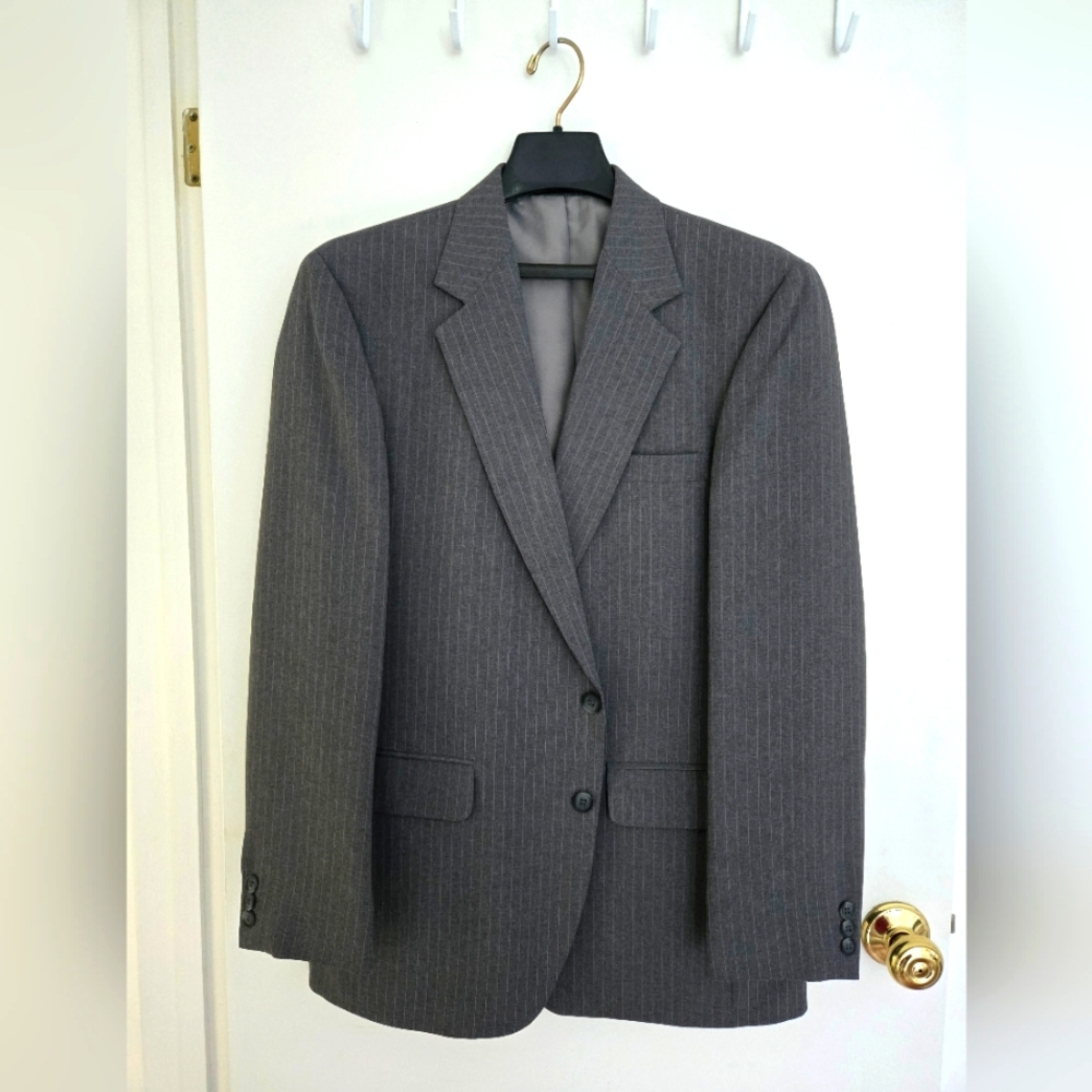 Reed St James Men's Gray Pinstripe Suit Jacket Size 40 Regular